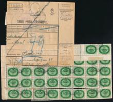 1946 (17. díjszabás) Szállítólevél 66 db Milliós bélyeggel "NÉMETBOLY" / Parcel card with ...