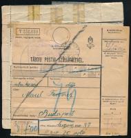 1946 (17. díjszabás) Szállítólevél 66 db Milliós bélyeggel "NÉMETBOLY" / Parcel card with ...
