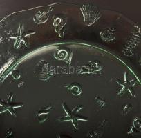 Tenger gyümölcsei mintás anyagában színezett asztalközép kínáló. Jelzés nélkül, hibátlan, d: 31,5 cm