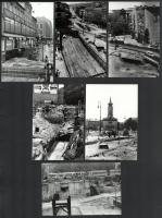 1974 Budapest, Kálvin tér, az aluljárórendszer építése idején, 13 db vintage ezüstzselatinos fotó, e...