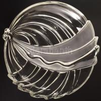 Modern nagyméretű ólomkristály asztalközép kínáló. Savmaratott részekkel díszítve. Jelzés nélkül, hibátlan, d: 32 cm