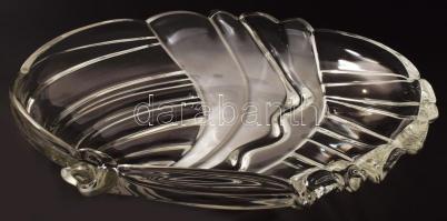 Modern nagyméretű ólomkristály asztalközép kínáló. Savmaratott részekkel díszítve. Jelzés nélkül, hi...