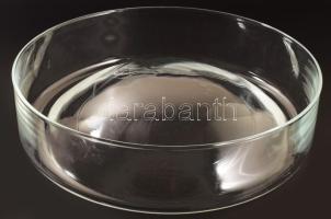 Skandináv modern öblös üveg asztalközép kínáló. Jelzés nélkül, hibátlan, d: 31 cm, m: 8 cm