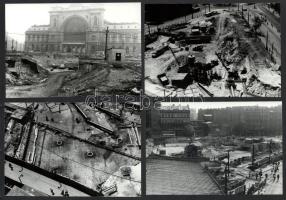 1967 és 1968 Budapest, a Baross tér látképe az aluljárórendszer építése idején, 13 db vintage ezüstz...