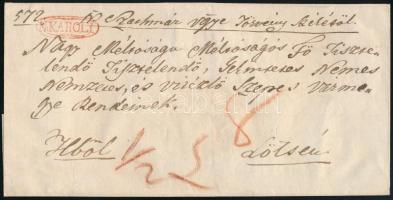 1833 Hivatalos levél piros / red "N:KAROLY" (Gudlin 300 p)