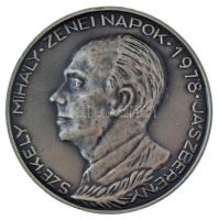 1990. "Székely Mihály Zenei Napok 1990 - Jászberény" egyoldalas, ezüstpatinázott fém emlék...