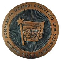 1983. "Magyar Kommunista Ifjúsági Szövetség LKM Szervezete - 25" egyoldalas bronz emlékérem (63mm) T:XF, patina