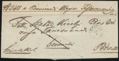 1830 Hivatalos levél kék / blue "PÉCSVÁR" - Pécs (Gudlin 200 p)