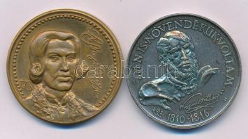 Sebestyén Sándor (1949-2010) 1989. "MÉE - 200 éves a sátoraljaújhelyi Kossuth Lajos Gimnázium / '... Én is a növendékük voltam...' 1810-1816" ezüstözött bronz emlékérem (42,5mm) + Tóth Sándor (1933-2019) DN "Bessenyei György Tanárképző Főiskola Nyíregyháza" kétoldalas bronz emlékérem (42,5mm) T:XF, patina