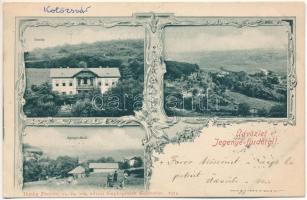 1900 Jegenye, Leghia (Kolozs); Jegenye fürdő, kastély, villa. Dunky Fivérek cs. és kir. udvari fényképészek 7974. / spa, bath, castle, villa. Art Nouveau, floral (EK)
