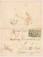 1902 Kassa, Kosice; Szabadság tér, dóm, üzletek. titkosírással írva. 2-részes kihajtható panorámalap...