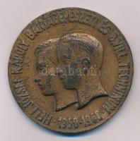 1960. "Hell József Károly Bányagépészeti és B. Vill. Technikum 1950-1960 / BGVT" kétoldalas bronz emlékplakett (60mm) T:VF, karc, patina