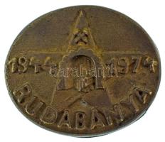 1974. "Rudabánya 1944-1974" egyoldalas, öntött bronz emlékplakett (63x74mm) T:AU,XF