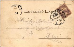 1901 Kassa, Kosice; Tüzérlaktanya a Sörház utcával. László Béla kiadása / artillery barracks, street...