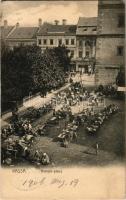 1906 Kassa, Kosice; Kenyér piac, Jelinek H. üzlete, árusok. Nyulászi Béla kiadása / bread market, shop, vendors (EK)
