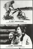 cca 1989 előtt készült, "A két aranyásó" című NDK film jelenetei és szereplői, 7 db vintage produkciós filmfotó (vitrinfotó, lobbyfotó) ezüst zselatinos fotópapíron, a használatból eredő (esetleges) kisebb hibákkal, 18x24 cm