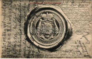 1903 Kassa, Kosice; II. Rákóczi Ferenc pecsétje. Kiállítási emléklap, Nyulászi Béla kiadása / Stamp of Francis II Rákóczi (EK)