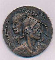 Cyránszki Mária (1940-2018) 1975. "Dunaújváros 1950-1975" egyoldalas bronzozott Al emlékérem (60mm) T:XF,VF, enyhén kopott bronzozás