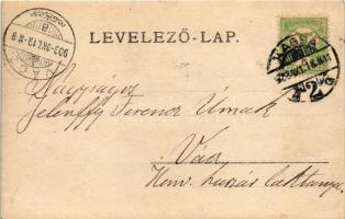 1903 Kassa, Kosice; Felső főutca, gyógyszertár, üzletek. Varga Bertalan kiadása / street, shops, pha...