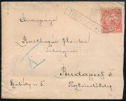 1901 Levél "TISZOLCZ-FELED" + "TISZOLCZ P.U." vasúti bélyegzésekkel