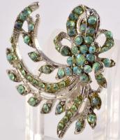 Zöldköves bross, 5x5 cm