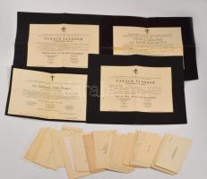 cca 1920-1940 34 db névjegy és 4 halotti értesítő: egyházi emberek, nemesek, üzletemberek, stb