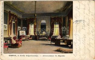 1901 Gödöllő, A király dolgozószobája. W. Haertel kiadása, Erdélyi cs. és kir. udvari fényképész felvétele után (kopott sarkak / worn corners)