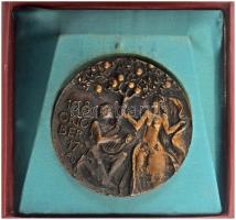 Tóth Sándor (1933-2019) 1981. "Móricz Zsigmond Színház / 1981. október 17." bronz plakett eredeti tokban (112mm) T:AU