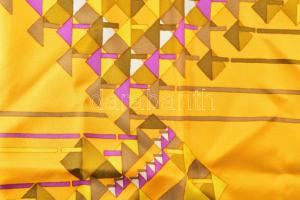 Christian Dior sárga alapon mintás kendő, 75x75 cm