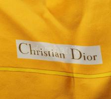 Christian Dior sárga alapon mintás kendő, 75x75 cm