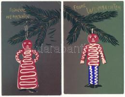 1901 2 db RÉGI (1905 előtti) német karácsonyi üdvözlőlap, karácsonyfadísz pár. Christbaumschmuck Serie 46. 4, 5. / 2 pre-1905 German Christmas greeting art postcards