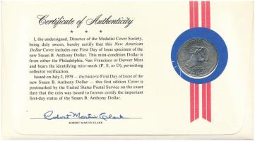 Amerikai Egyesült Államok 1979S 1$ Cu-Ni "Susan B. Anthony" felbélyegzett borítékban, bély...