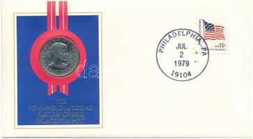 Amerikai Egyesült Államok 1979P 1$ Cu-Ni "Susan B. Anthony" felbélyegzett borítékban, bélyegzéssel T:AU USA 1979P 1 Dollar Cu-Ni "Susan B. Anthony" in envelope with stamp and cancellation C:AU