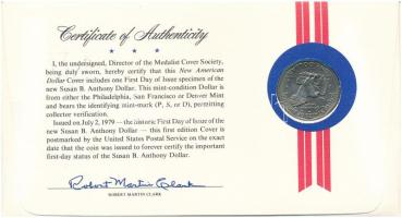 Amerikai Egyesült Államok 1979P 1$ Cu-Ni "Susan B. Anthony" felbélyegzett borítékban, bély...