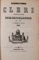 Schematismus cleri archi-dioecesis Strigoniensis pro anno christo nato 1865. Strigonii, 1865., Typis Aegidii Horák, 2+335 p. Latin nyelven. Korabeli kartonált papírkötés, aranyozott lapélekkel, kopott borítóval, sérült gerinccel és kötéssel. + 1865 Nagykéri Scitovszky János (1785-1866) bíboros, hercegprímás, esztergomi érsek (1848-1866) levele, autográf aláírásával Habsburg-Lotaringiai Rainer Ferdinánd / Erzherzog Rainer Ferdinand von Österreich (1827-1913) altábornagya, az Osztrák Császárság minisztertanácsának elnöke (1861-1865) részére, Esztergom, 1865. feb. 1.