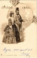 Anno 1866, fashion art postcard. Dr. Trenkler Co. artist signed