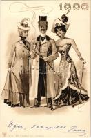 1900, fashion art postcard. Dr. Trenkler Co. artist signed
