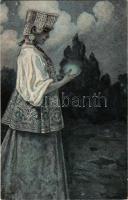 Glühwürmchen / Russian art postcard, T.S.N. R.M. No. 95. s: Solomko