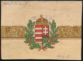 cca 1920 Litografált magyar címer 1956-os és 1989-es dátumokkal, amikor a címert a történelem újra Magyarország címerévé tette.