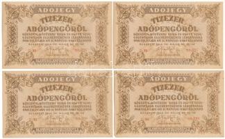 1946. 10.000AP (4x) sorszámkövetők, vízjeles papíron "D 39 88.396 - D 39 88.399" T:AU Adamo P49