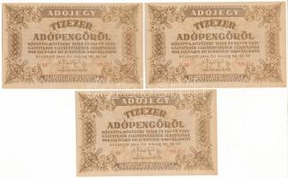 1946. 10.000AP (3x) sorszámkövetők, vízjeles papíron "D 39 88.351 - D 39 88.353" T:AU Adamo P49