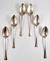 Ezüst (Ag) kanál szett, 6 darab, h: 22,5 cm, jelzett, nettó 551g