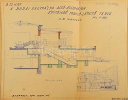 1931 Bp., a Budai Várban építendő személyszállító lift és páternoszter tervrajzai, a Ganz és Társa c...