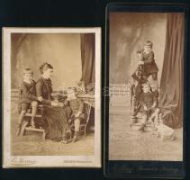 1882 Pozsony, Műtermi portrék gyerekekről, 2 db keményhátú fotó Kozics műterméből, egyik hátoldalon datálva, 16,5×10,5 és 20×9 cm