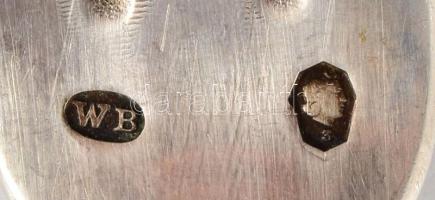 Ezüst (Ag) villa szett, 6 darab, jelzett, h: 16 cm, nettó 210g