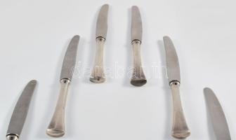 Ezüst (Ag) nyelű kés szett, 6 darab, jelzett, h: 18 cm