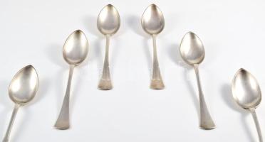 Ezüst (Ag) teás kanál szett, 6 darab, jelzett, h: 15 cm, nettó 197g
