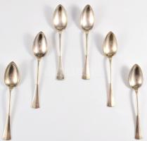 Ezüst (Ag) kávés kanál szett, 6 darab, jelzett, h: 12 cm, nettó 92g