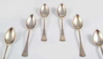 Ezüst (Ag) kávés kanál szett, 6 darab, jelzett, h: 12 cm, nettó 92g