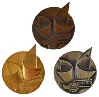 1978. "SZOCFILEX'78 Szombathely V. 7-16" egyoldalas emlékérem (3xklf: bronz + ezüstpatinázott bronz + aranyozott bronz), (35,5x44mm) T:AU,XF